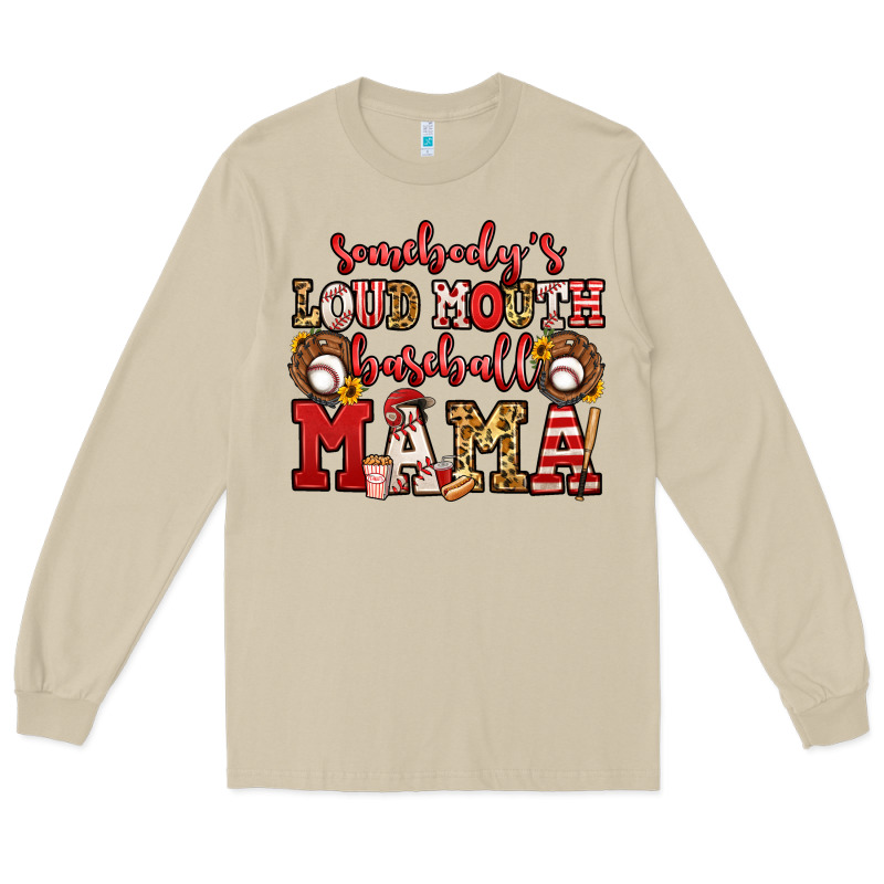 Somebody's Loud Mouth Baseball Mama Long Sleeve Tee by Jasminsmagicworld | Teevron