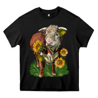 Black hereford bull with sunflowers Heavy Core Tee - LillyAllenDesigns