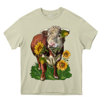 Mossy hereford bull with sunflowers Heavy Core Tee - LillyAllenDesigns