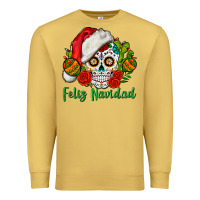 Antique Gold Feliz Navidad Skull Premium Sweatshirt - BundleAndBundleShop