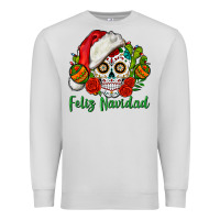 Dove Grey Feliz Navidad Skull Premium Sweatshirt - BundleAndBundleShop
