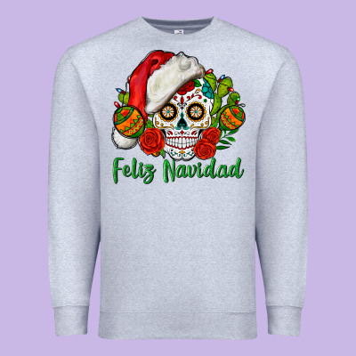 Feliz Navidad Skull Premium Sweatshirt Designed By Bundleandbundleshop