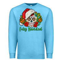 Ocean Blue Feliz Navidad Skull Premium Sweatshirt - BundleAndBundleShop