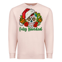 Pale Pink Feliz Navidad Skull Premium Sweatshirt - BundleAndBundleShop