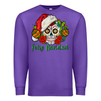 Purple Feliz Navidad Skull Premium Sweatshirt - BundleAndBundleShop