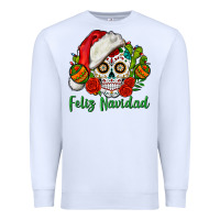 White Feliz Navidad Skull Premium Sweatshirt - BundleAndBundleShop