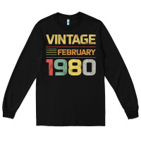 Black Born in 1980 Vintage February Long Sleeve Tee - Bettercallsaul