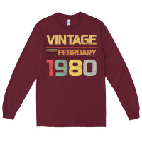 Born In 1980 Vintage February Long Sleeve Tee | Teevron