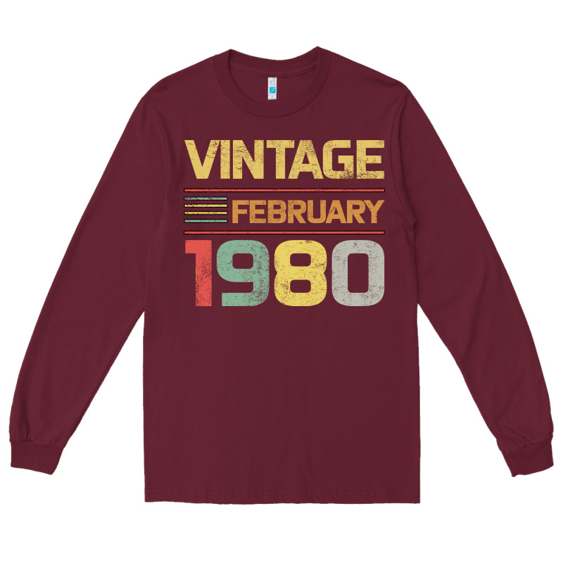 Born In 1980 Vintage February Long Sleeve Tee by Bettercallsaul | Teevron