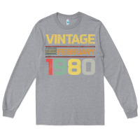 Heather Grey Born in 1980 Vintage February Long Sleeve Tee - Bettercallsaul