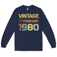 Navy Born in 1980 Vintage February Long Sleeve Tee - Bettercallsaul