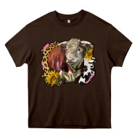 Chocolate Brown hereford bull western background Heavy Core Tee - LillyAllenDesigns