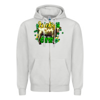 Dove Grey St. Patrick's Day Cow Zipper Hoodie - HowdyJamesFarm
