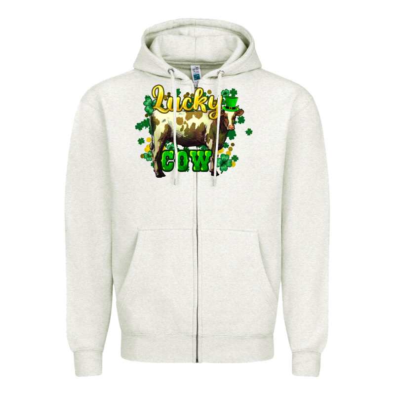 St. Patrick's Day Cow Zipper Hoodie by HowdyJamesFarm | Teevron