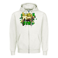 Oatmeal Heather St. Patrick's Day Cow Zipper Hoodie - HowdyJamesFarm