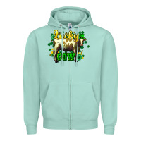 Seafoam St. Patrick's Day Cow Zipper Hoodie - HowdyJamesFarm