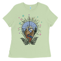 Matcha compass with mountain Ladies Tee - MaliasSmallBusiness