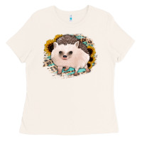 Bone hedgehog with sunflowers and leopard Ladies Tee - Jasminsmagicworld