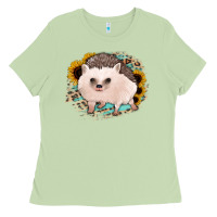 Matcha hedgehog with sunflowers and leopard Ladies Tee - Jasminsmagicworld