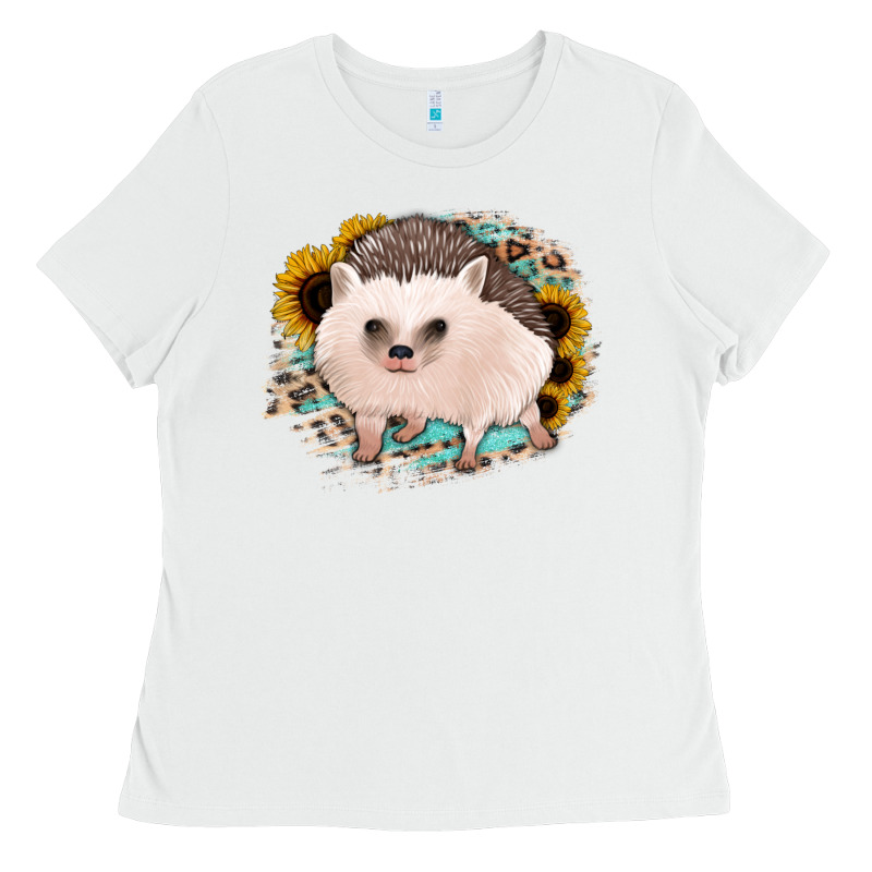 Hedgehog With Sunflowers And Leopard Ladies Tee by Jasminsmagicworld | Teevron
