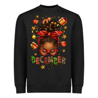 Black december girl christmas afro messy bun Heavyweight Sweatshirt - texasbilliewilder