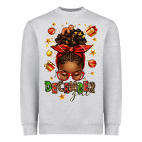 Heather Grey december girl christmas afro messy bun Heavyweight Sweatshirt - texasbilliewilder
