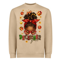 December Girl Christmas Afro Messy Bun Heavyweight Sweatshirt | Teevron