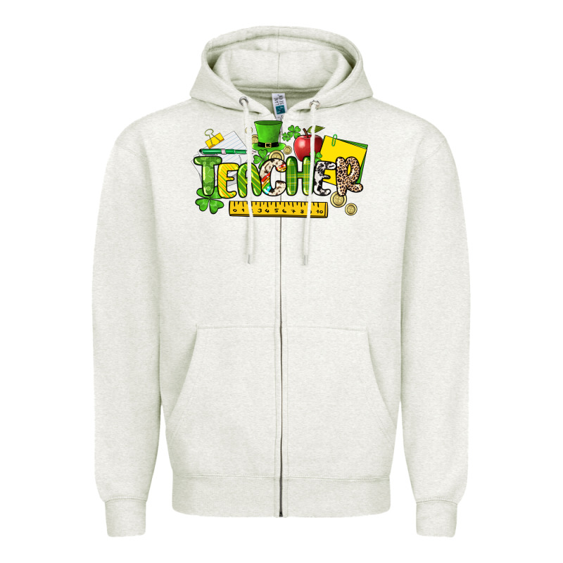 Teacher St. Patrick's Day Zipper Hoodie by HowdyJamesFarm | Teevron