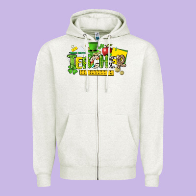 Teacher St. Patrick's Day Zipper Hoodie Designed By Howdyjamesfarm