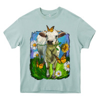 Arona charolais heifer with sunflower and daisies Heavy Core Tee - LillyAllenDesigns
