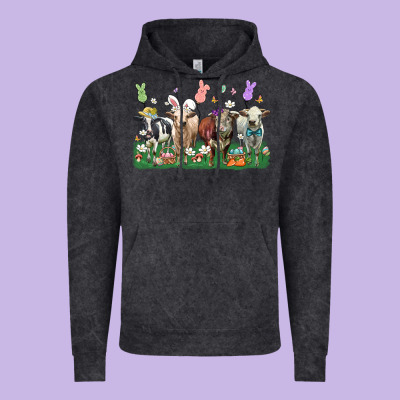 Easter Cow Vintage Hoodie Designed By Lillyallendesigns