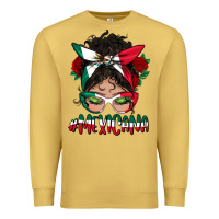 Antique Gold Mexicana Messy Bun Mama Premium Sweatshirt - BundleAndBundleShop