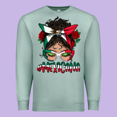 Mexicana Messy Bun Mama Premium Sweatshirt Designed By Bundleandbundleshop