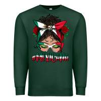 Sports Green Mexicana Messy Bun Mama Premium Sweatshirt - BundleAndBundleShop