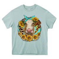 Arona simmental heifer with sunflowers and leopard Heavy Core Tee - LillyAllenDesigns