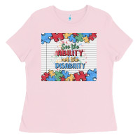 Bubblegum Pink see the ability not the disability Ladies Tee - MaliasSmallBusiness