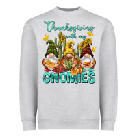 Heather Grey Thanksgiving With My Gnomes Heavyweight Sweatshirt - NancyCooperArtShop