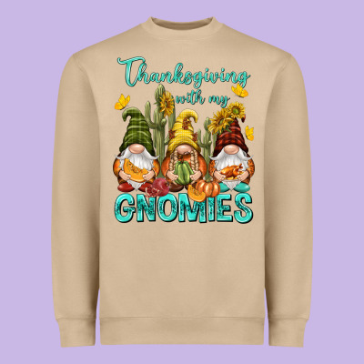 Thanksgiving With My Gnomes Heavyweight Sweatshirt Designed By Nancycooperartshop