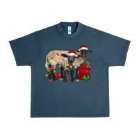 Midnight Navy Christmas Suffolk Sheep And Baby Suffolk Sheep Urban Heavy Tee - LillyAllenDesigns