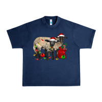 Navy Christmas Suffolk Sheep And Baby Suffolk Sheep Urban Heavy Tee - LillyAllenDesigns