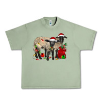 Oil Green Christmas Suffolk Sheep And Baby Suffolk Sheep Urban Heavy Tee - LillyAllenDesigns