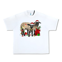 White Christmas Suffolk Sheep And Baby Suffolk Sheep Urban Heavy Tee - LillyAllenDesigns