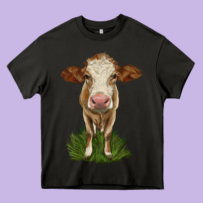 Simmental Heifer Heavy Core Tee Designed By Lillyallendesigns