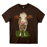 Chocolate Brown simmental heifer Heavy Core Tee - LillyAllenDesigns