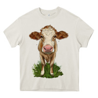 Cream simmental heifer Heavy Core Tee - LillyAllenDesigns