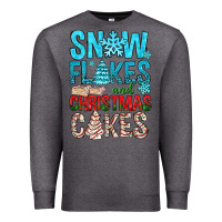 Charcoal Heather Snow Flakes aAd Christmas Cakes Premium Sweatshirt - BundleAndBundleShop