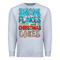 Heather Grey Snow Flakes aAd Christmas Cakes Premium Sweatshirt - BundleAndBundleShop