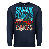 Navy Snow Flakes aAd Christmas Cakes Premium Sweatshirt - BundleAndBundleShop