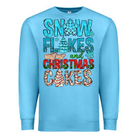 Ocean Blue Snow Flakes aAd Christmas Cakes Premium Sweatshirt - BundleAndBundleShop