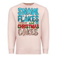 Pale Pink Snow Flakes aAd Christmas Cakes Premium Sweatshirt - BundleAndBundleShop